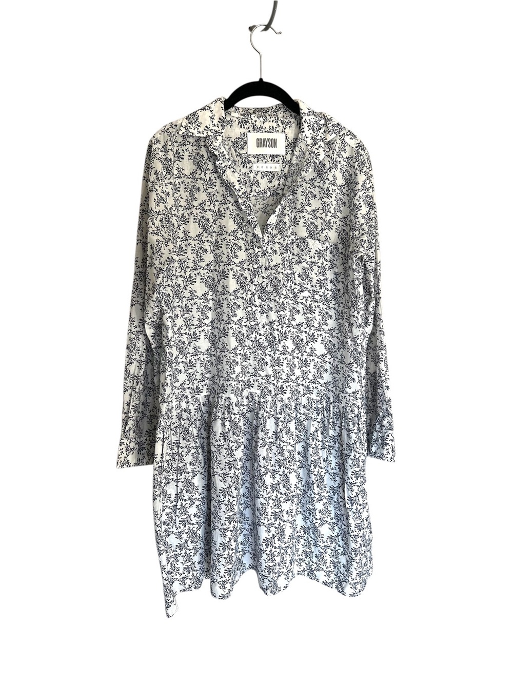 New Frank & Eileen Grayson changemaker dress cotton white navy floral relaxed XS